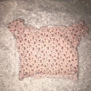 Floral pink off the shoulder tube top.